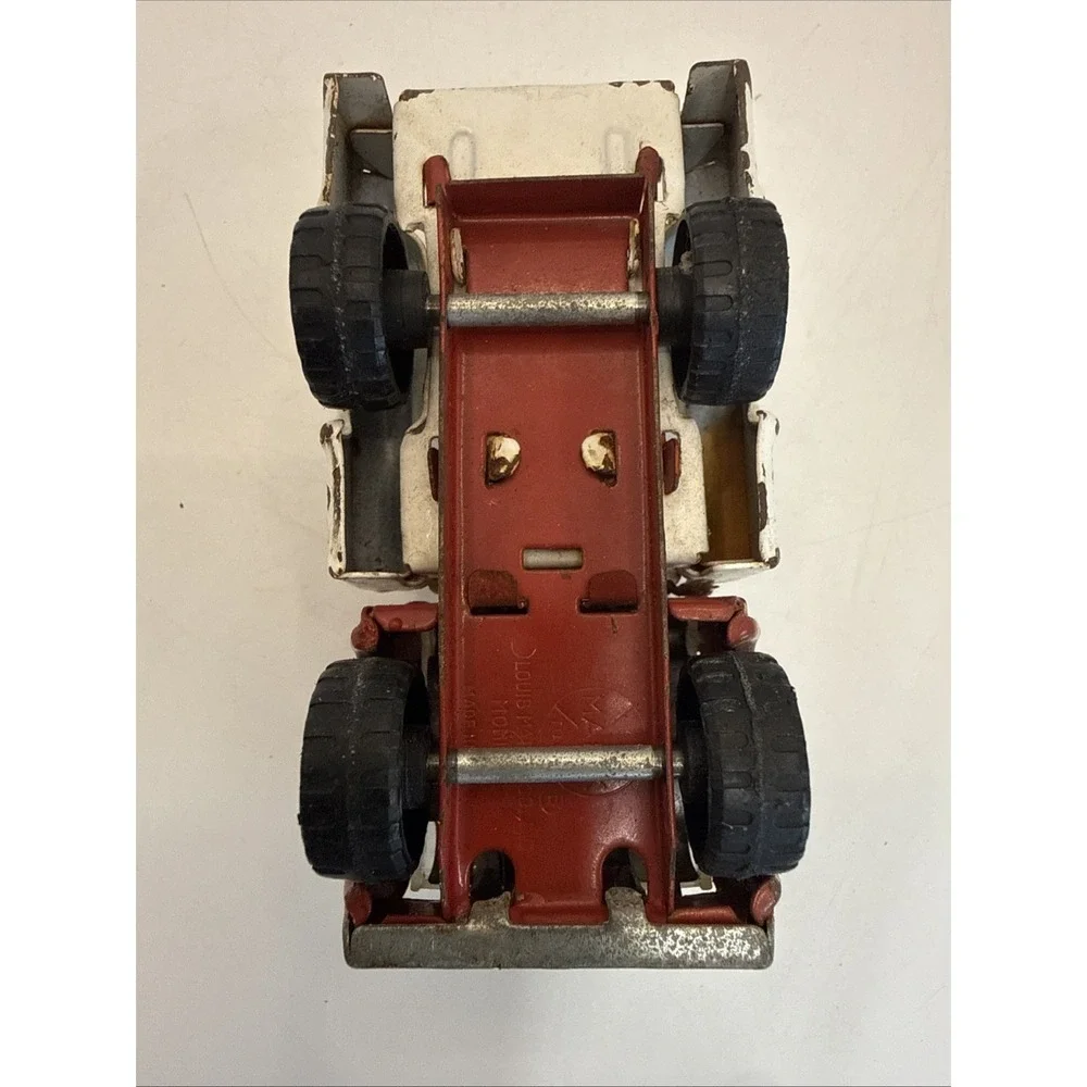 Vintage Marx‎ Pressed Steel Tow Truck Wrecker Red/White1968 6